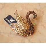 Austrian Crystal Lady Pin Brooch , Use Only Beautiful and the Highest Quality Austrian Crystal with Elegant Swan Design 5 Cm W X 4 Cm H Comes with Free Jewelry Box.