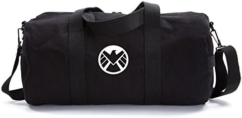 Agents of Shield Logo Sport Heavyweight Canvas Duffel Bag in Black & White, Large