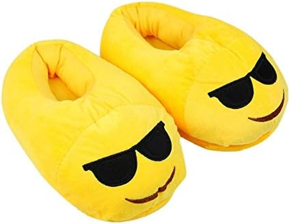 Rencontre Uriel Cute Emoji Slippers, Warm Cozy Soft Winter Household Indoor Shoes Size 5-9 (Sunglasses)