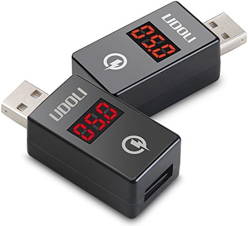 Quick charge 2.0 USB Adapter, Converts USB2.0 Type-A Male input to USB Quick charge 2.0 Type-A Female, With LED Digital Display Voltage,Works for Samsung S7/S6/Edge, Note 4/5 and More, 2-Pack