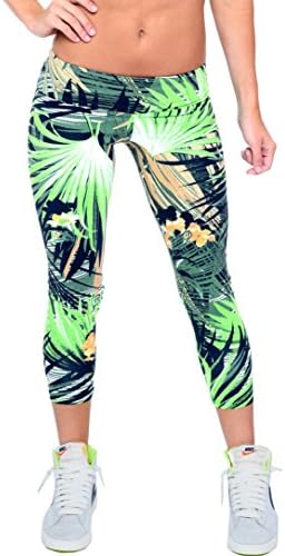 Printed Women Patterned Compression Legging by Lino Fitness XS S Palm Tree