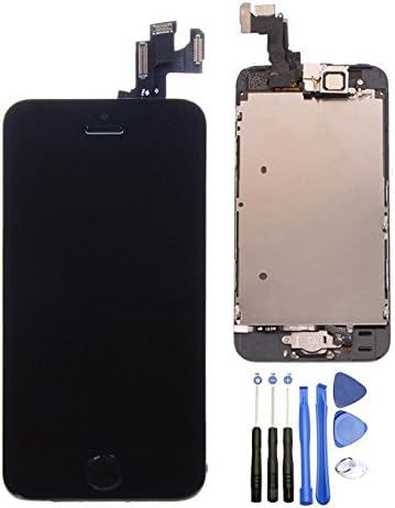 LLLtrade iPhone 5S LCD Display Screen Touch Digitizer Full Assembly Replacement with Front Camera, Ear Speaker ,Home Button (Without Touch ID) (Black)