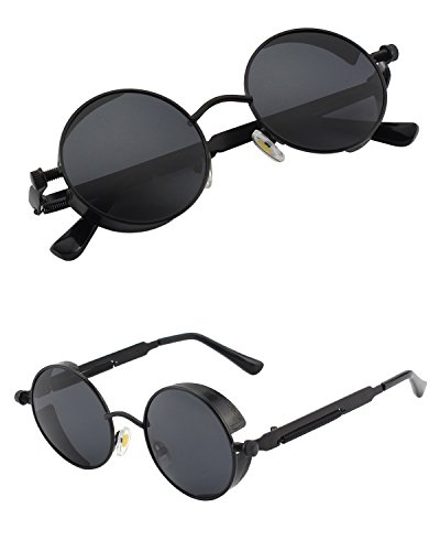 CGID E72 Retro Steampunk Style Inspired Round Metal Circle Polarized Sunglasses for Men