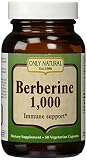 Only Natural Anti-Oxidant Veggie Capsules, Berberine 1000, 50 Count