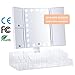 VICOODA Makeup Vanity Mirror with 21 Led Lights/Lighted Makeup Mirror with Acrylic Makeup Organizer, Touch Screen Dimming, Trifold 3X 5X Magnification Sections, Dual Power Supply, 180 Rotation