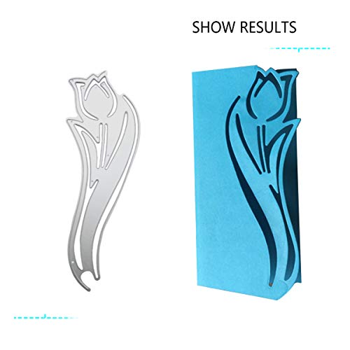 4 Pack Metallic Cutting Dies Embossing Dies Stencil Include Love, Rose Flower, Tulip Flower, Lace Shape for Scrapbooking Card Making DIY Crafts