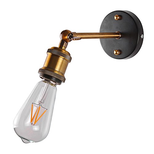 OurLeeme Vintage wandlampen, koperen kop industriële metalen wandlamp verstelbare retro messing lichtkop met E27-fitting… - Afbeelding 4