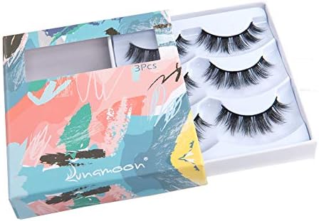 Lunamoon 3D False Eyelashes Hand-made Natural Fake Lashes Reusable Faux Eye Lash For Makeup 3 pairs pack (Tendencia-Dosita)