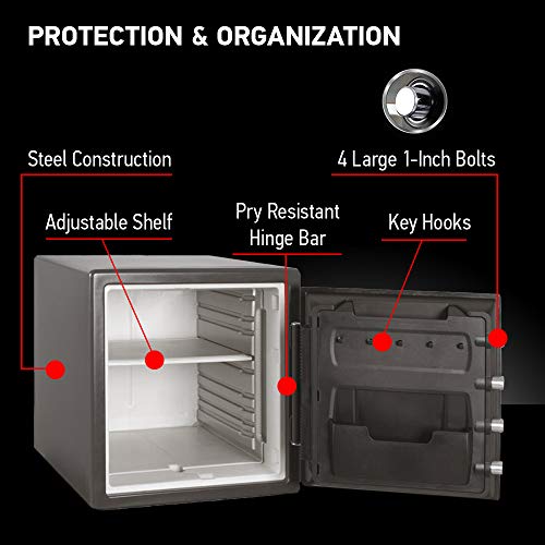SentrySafe Fireproof and Waterproof Steel Home Safe with Dial Combination Lock, Secure Documents