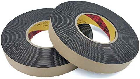 TY High Density Foam Seal Adhesive Tape, Weather Stripping for Windows and Door, Waterproofing, Soundproofing, Insulation, Gasket Purpose, 1"Inch(Wide) x 1/16"Thick (2T) x 24.6"Feet, 2-Rolls