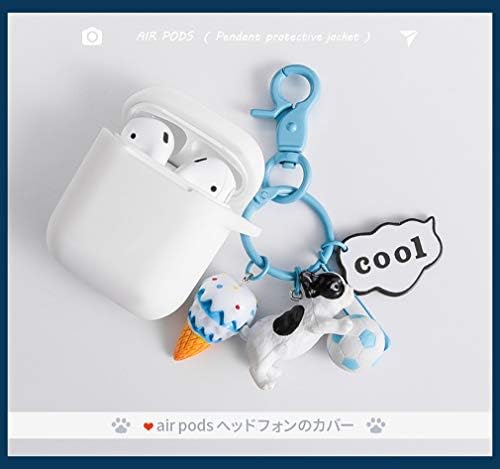 ZHANGYUFAN Apple Wireless Charging Box Case Compatible Universal White Protective Cover Cute Cartoon Apple Bluetooth Headset Box Silicone Drop Protection Shell Puppy Dog Cute Pendant