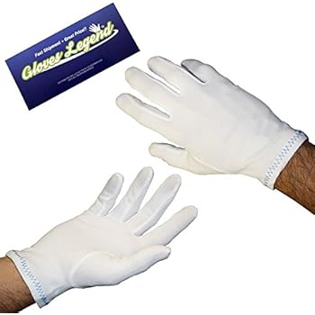 Size Large - 12 pairs (24 Gloves) Gloves Legend Nylon Stretch White Coin Jewelry Silver Fashion Inspector Gloves