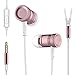 Earbuds with Microphone Metal Earphone ROCK Mula HiFi In-ear Headphone Stereo Cell Phone Headset Braided Cable Heavy Bass for iPhone iPad Samsung for Music Enthusiasts (rose gold)