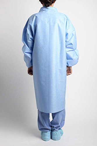 MediChoice Laboratory Coats, Premium, Disposable, Anti-Static, Three-Pocket, Knit Cuff, 5-Snap, Spunbond Meltblown Spunbond, Large, Blue (Case of 25) - Thumbnail 2