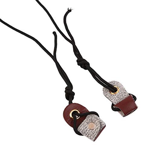 Huldaqueen Archery Recurve Bow String Long Bow Stringer Black Leather Rope Tool Leather tip Cups with Nylon Cord Hunting Accessories - Thumbnail 2