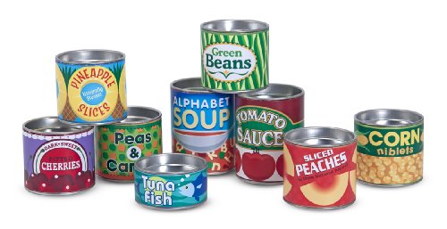 Melissa & Doug Let's Play House! Grocery Cans Play Food Kitchen Accessory - 10 Stackable Cans With Removable Lids