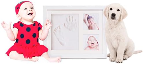 BABY HANDPRINT &amp; FOOTPRINT KIT Deluxe Solid Wood Picture Frame &amp; Premium Clay Keepsake; Perfect Shower Gift For Boys &amp; Girls.