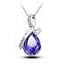 Sterling Silver Teardrop Swarovski Crystal Pendant Necklace for Women