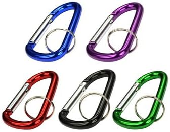 Case Star ® Pack of 5pcs (Black,Green,Purple,Red,Blue) Aluminum Carabiner with KeyRing (not for climbing)