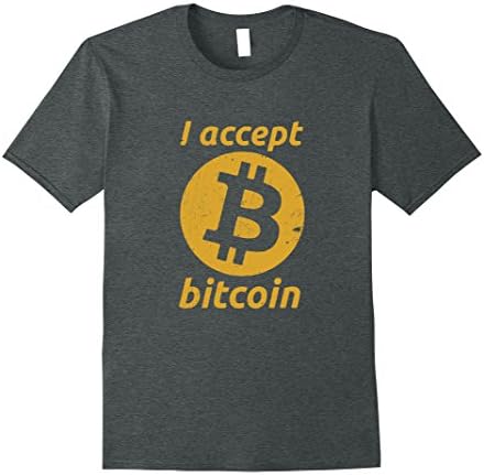 Men's I Accept Bitcoins Cool Virtual Currency User Fan Popular Tee 2XL Dark Heather