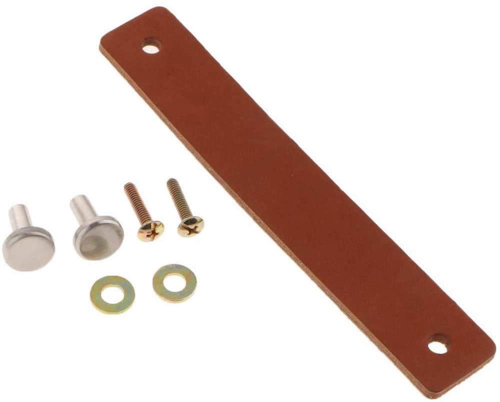 POFET 5pcs Nordic Wardrobe Cabinet Door Handle Soft PU Leather Door Handles for Cupboard Drawer Pull Knobs Furniture Hardware (26 x 156mm)-Light Brown