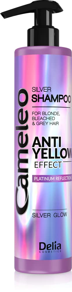 Cameleo - Silver Shampoo - No Yellow Effect - For Blonde, Grey, Bleached Hair - Platinum Reflections, Purple Shampoo - Brightening, Care - 250ml