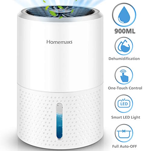 Homemaxs Dehumidifier 900ml,【2020 Newest】Small Dehumidifier Safe