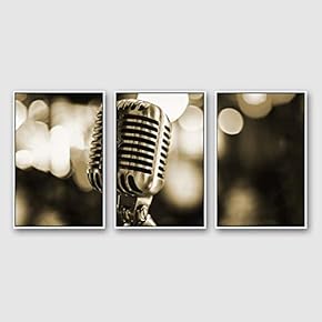 Framed Canvas Wall Art for Living Room, Bedroom Microphone Canvas Prints for Modern Home Decoration Ready to Hang - 16"x24"x3 Panels