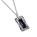 Retro Design Rectangle Black Onyx Gemstone Pendant 925 Sterling Silver Women's Necklace, 18