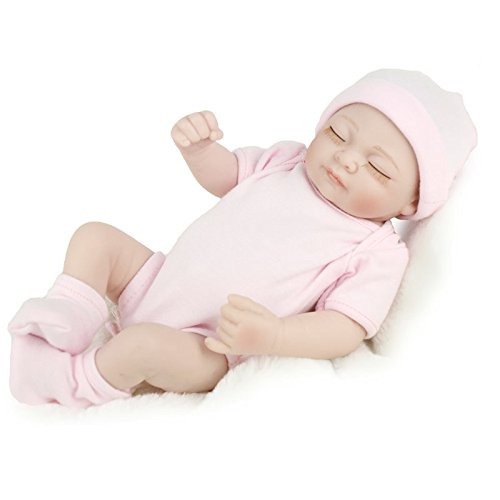 Joykit Reborn Doll, 11 inch Mini Doll Reborn Full Silicone Reborn Baby Doll Girls Toys Lifelike Doll Pink Christmas Gift for Children