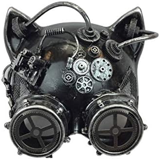 KBW Adult Unisex Steampunk Silver Cat Ear Helmet Mask with Goggles Costume