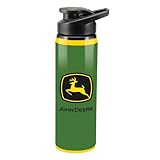 Vandor 28010 John Deere 24 oz Stainless Steel Water Bottle, Green and Yellow