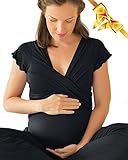 Kindred Bravely The Davy Ultra Soft Maternity & Nursing Pajamas Sleepwear Set (Black, Small)