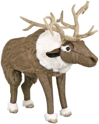 The Hen House 32" Soft Plush Standing Brown Arctic Reindeer Stuffed Footrest Ottoman