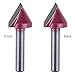 60 Degree V Bit, EnPoint CNC V Bit Titanium Coating Carbide-Tipped HSS Double Edge V-Groove Router Bit 6MM Shank 16MM Flute Length 3D Making Engraving Bit Woodworking Chamfer Bevel Cut