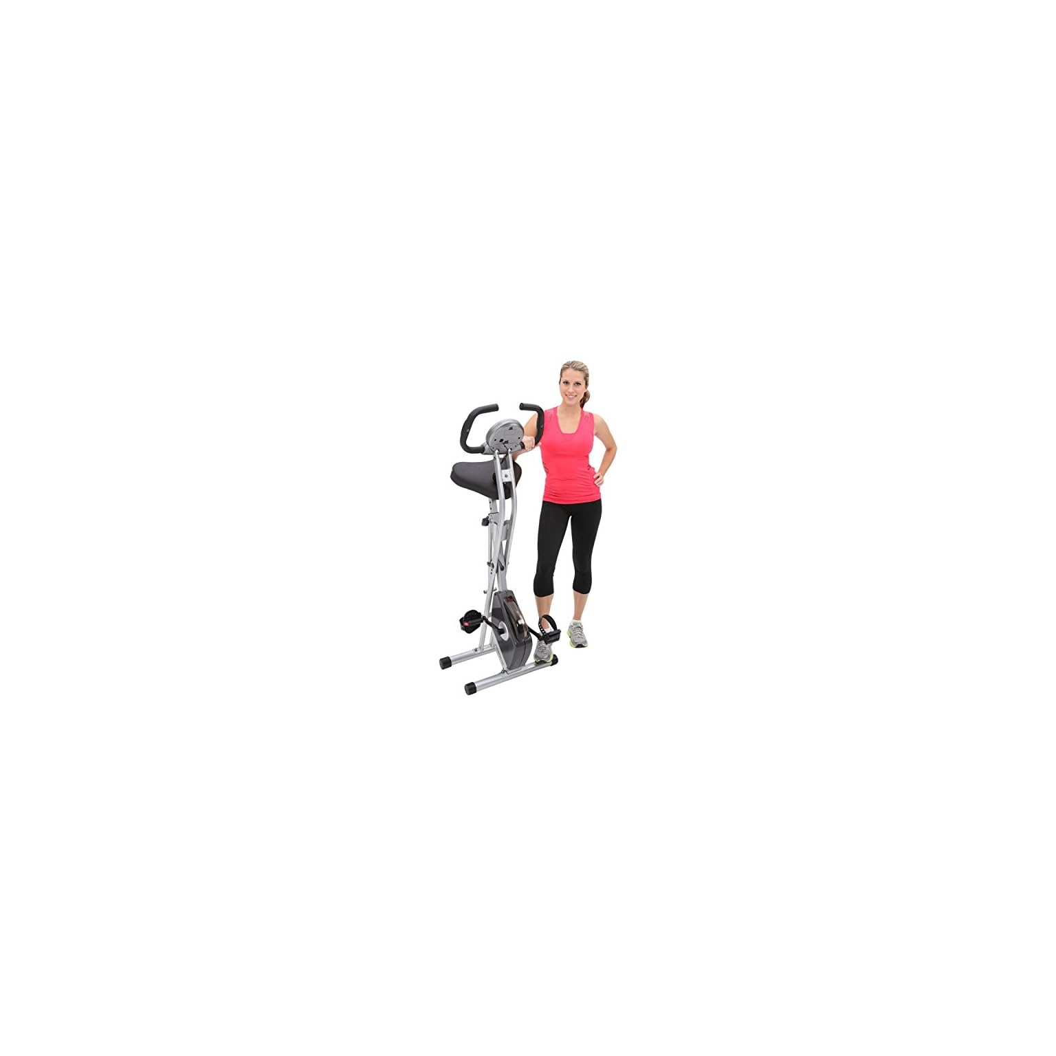 Exerpeutic Folding Upright Exercise Bike with Pulse, 31.0′ L x