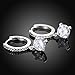18K Gold and Silver Crystal Rhinestone Hoop Hook Drop Earrings (Silver)