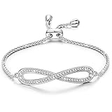 LadyColour Endless Love Infinity Bangle Bracelets, Swarovski Crystal Fashion Jewelry for Women White Gold Plated Bracelet Christmas Anniversary Birthday Gift for Women Wife Daughter Girlfriend