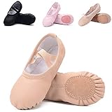 Ruqiji Leather Ballet Shoes for Girls/Toddlers/Kids/Women, Full Sole Leather Ballet Slippers/Dance Shoes