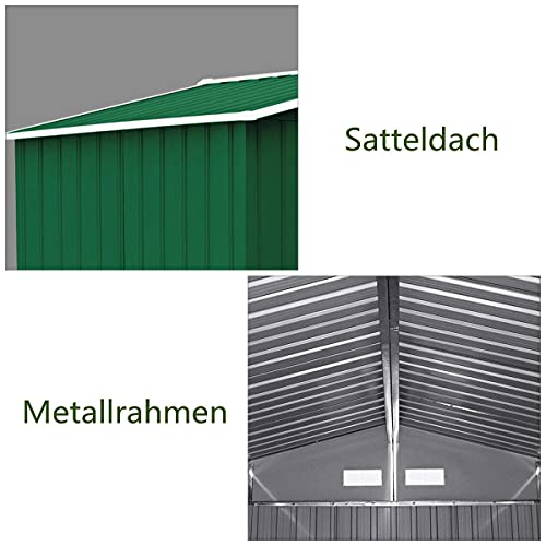 GYMAX Gartenhaus Metall, Garten Schuppen mit geräumigem Stauraum, wetterbeständiger Geräteschuppen, Gerätehaus mit… – Bild 6