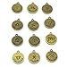 Round Zodiac Sign Charms 12 Constellation Pendants Beads DIY for Necklace Bracelet Jewelry Making and Crafting, JIALEEY 12 PCS Antique Bronze