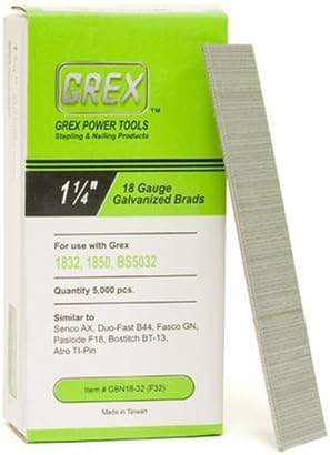 GREX GBN18-32 18 Gauge 1-1/4-Inch Length Galvanized Brad Nails (5,000 per box) by Grex Power Tools
