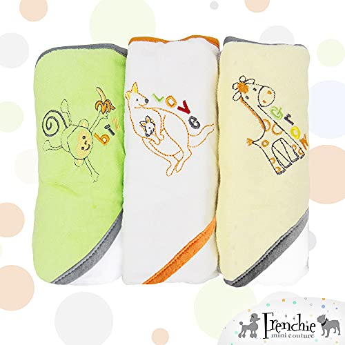 Frenchie Mini Couture, Hooded Bath Towels for Babies, 80 Cotton/20