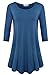 JollieLovin Womens Plus Size 3/4 Sleeve Tunic Tops Loose Fit Casual Swing Basic T Shirt to Wear with Leggings Steel Blue