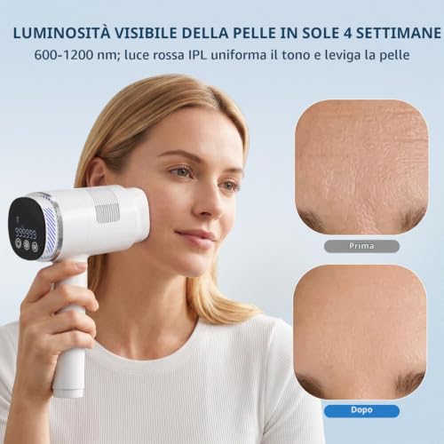 NALONE Pulsed Light Epilator with Cooling Function, 4-In-1 HR/SC/RA/BT IPL Women's Laser Epilator, 999,900 Pulsed Light Suitable for Hair Removal Body, Face, Armpits, Legs (White (22J))
