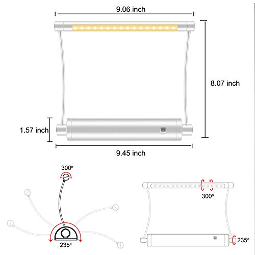 HONWELL Picture Light Wireless Display Lights Battery Powered LED Accent Light Remote Control Artwork Lighting Rotatable Light Heads with Timer Dimmer, Art Lights for Painting Frame Wall Mirror-Silver