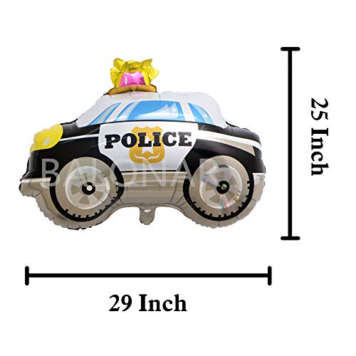 BALONAR 7PCS Train Ambulance Police Car School Bus Fire Truck Tank Foil Balloons Vehicles Balloons for Child Birthday Party Supplies Cute Baby Shower Decorations