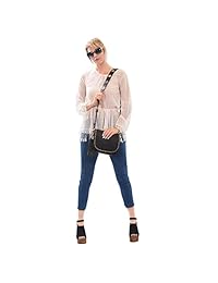 Bolso bandolera de piel vegana con borlas y ojales para mujer