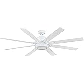 Honeywell Ceiling Fans Xerxes Modern 62 Inch Ceiling Fan with Light, Remote Control Fan, LED Indoor Fan with 8 Blades, White 