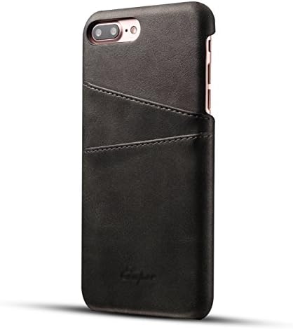 Iphone 8 plus black case PU leather with wallet credit card scratch on the slim back cover case